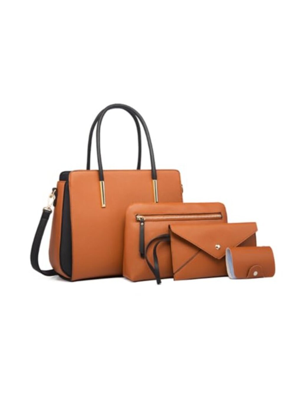 Women PU Leather Tote Bag 4-Piece Set Crossbody Shoulder Purse Hobo Handbag